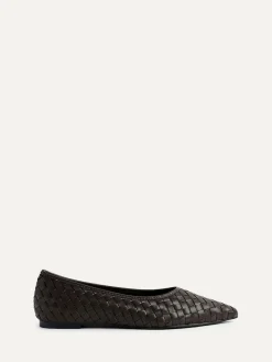 Linzi Talina Woven Pointed Toe Ballet Flats Brown