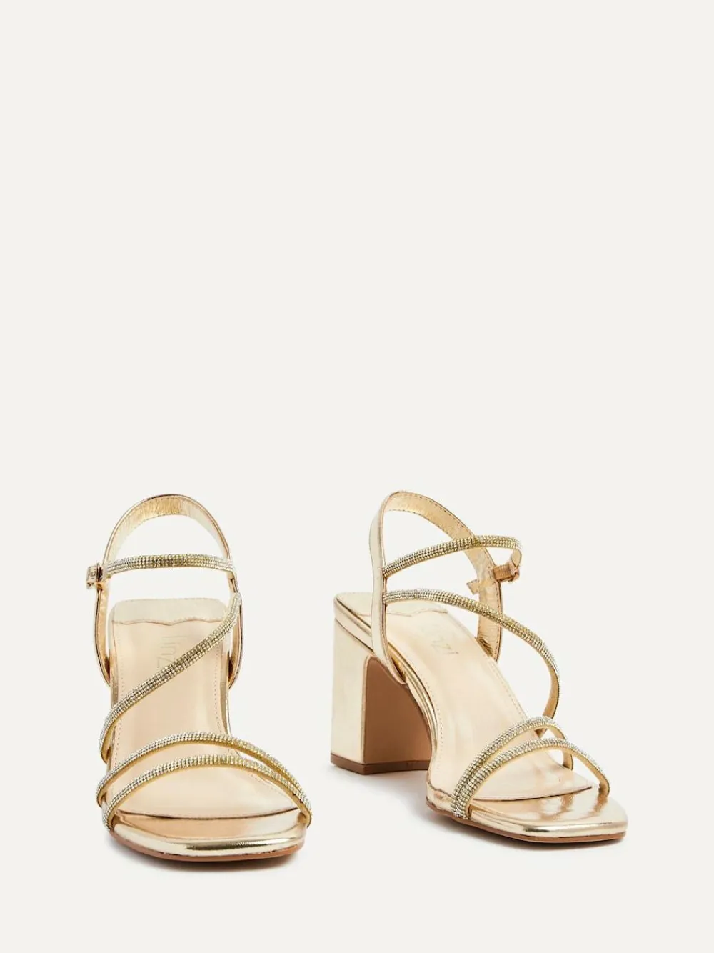 Linzi Kira Strappy Diamante Block Heeled Sandals^Women Heels