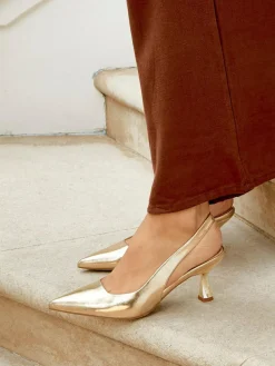 Linzi Gold Presley Stiletto Pointed Court Heels