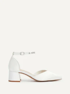 Linzi Ivory Bridal Jordanna Low Block Court Heels With Embellished Ankle Strap^Women Heels