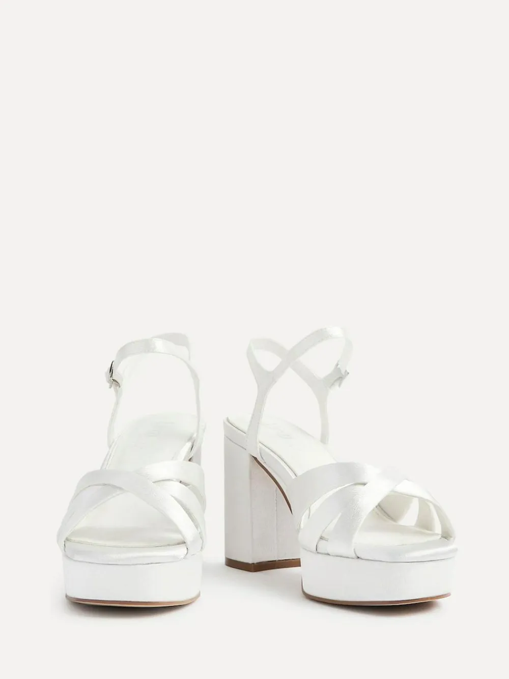 Online Linzi Ivory Bridal Keliah Platform Cross-Over Strap Block Heeled Sandals