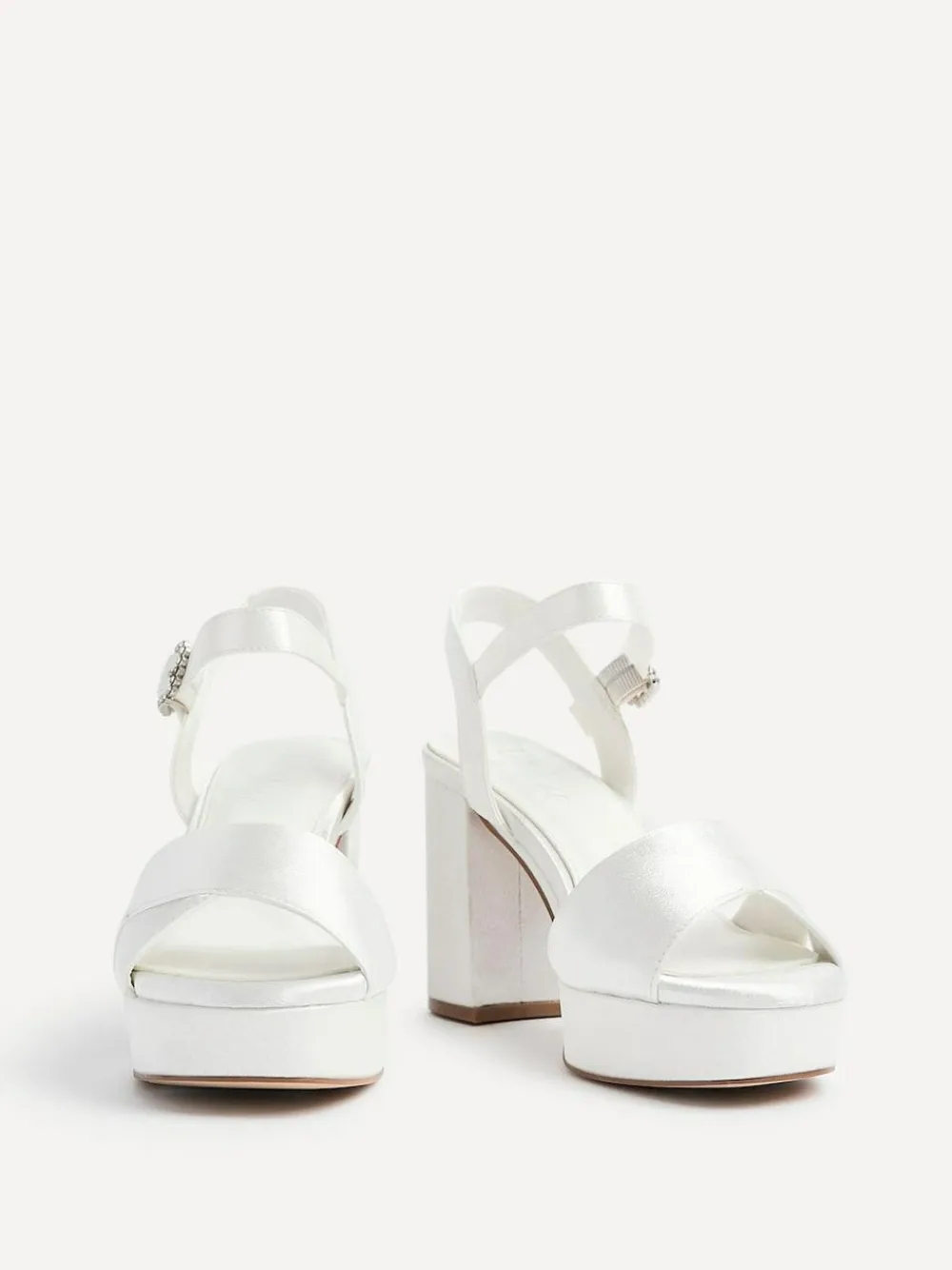 Clearance Linzi Ivory Bridal Perola Cross-Over Strappy Platform Sandals