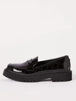 Clearance Lipsy Black Chunky Quilted Loafer School Shoes