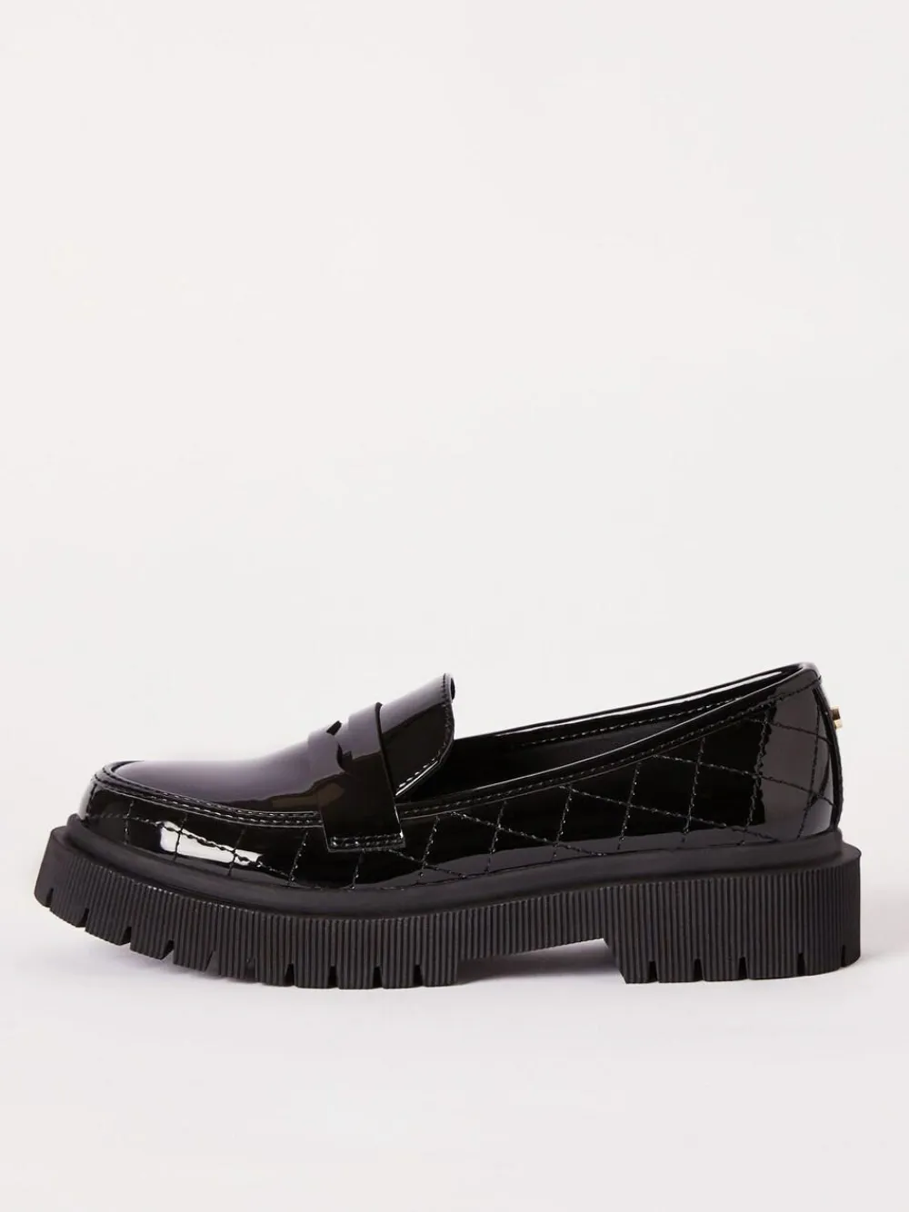 Clearance Lipsy Black Chunky Quilted Loafer School Shoes