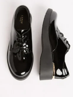 Clearance Lipsy Black Heel Clip Wedge Brogue School Shoes