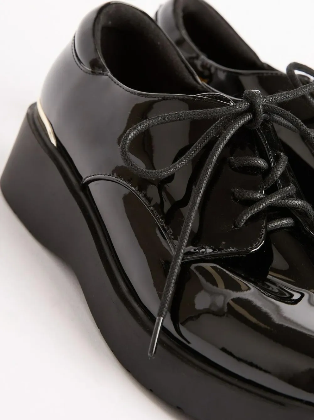Clearance Lipsy Black Heel Clip Wedge Brogue School Shoes