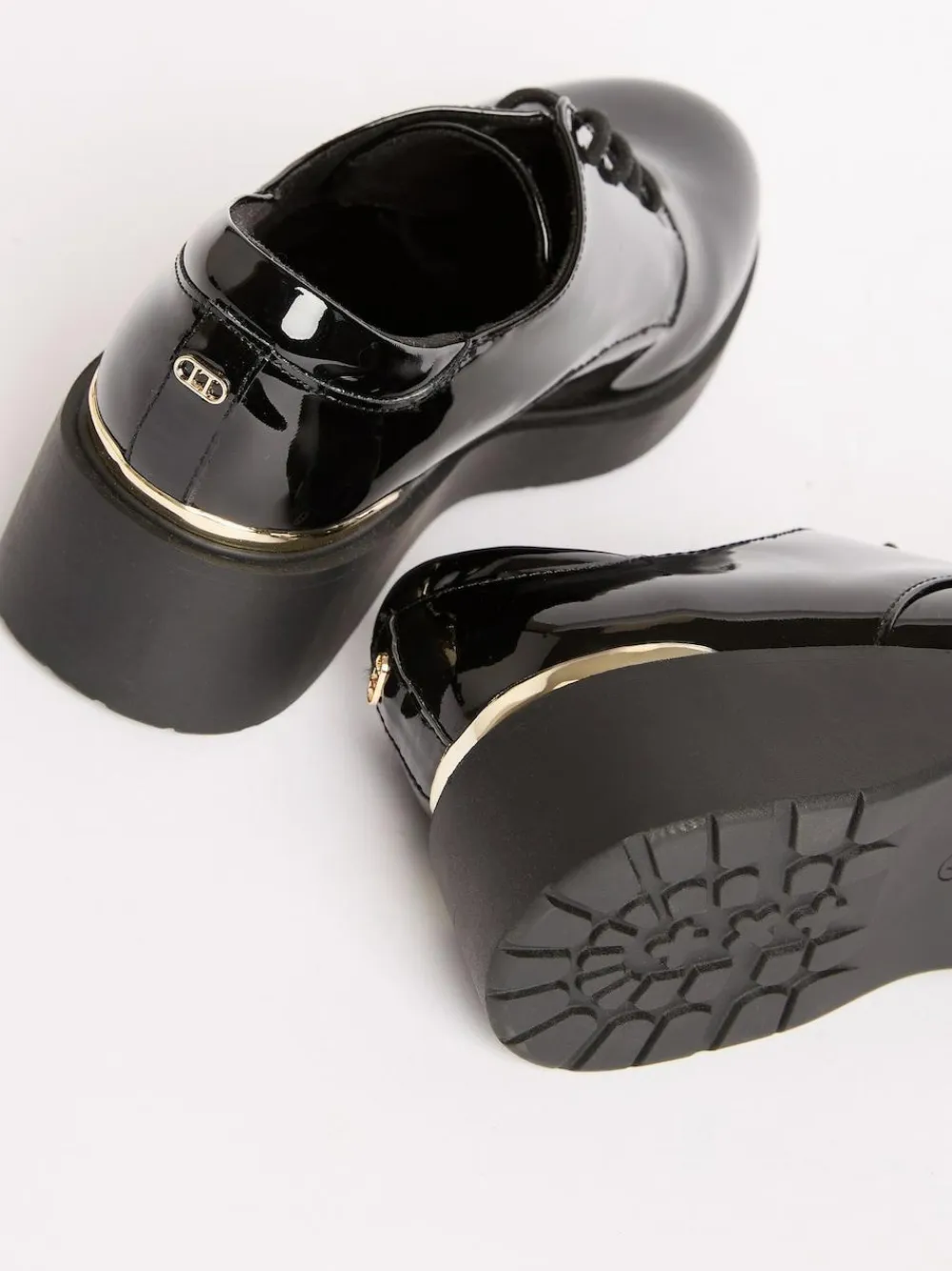 Clearance Lipsy Black Heel Clip Wedge Brogue School Shoes