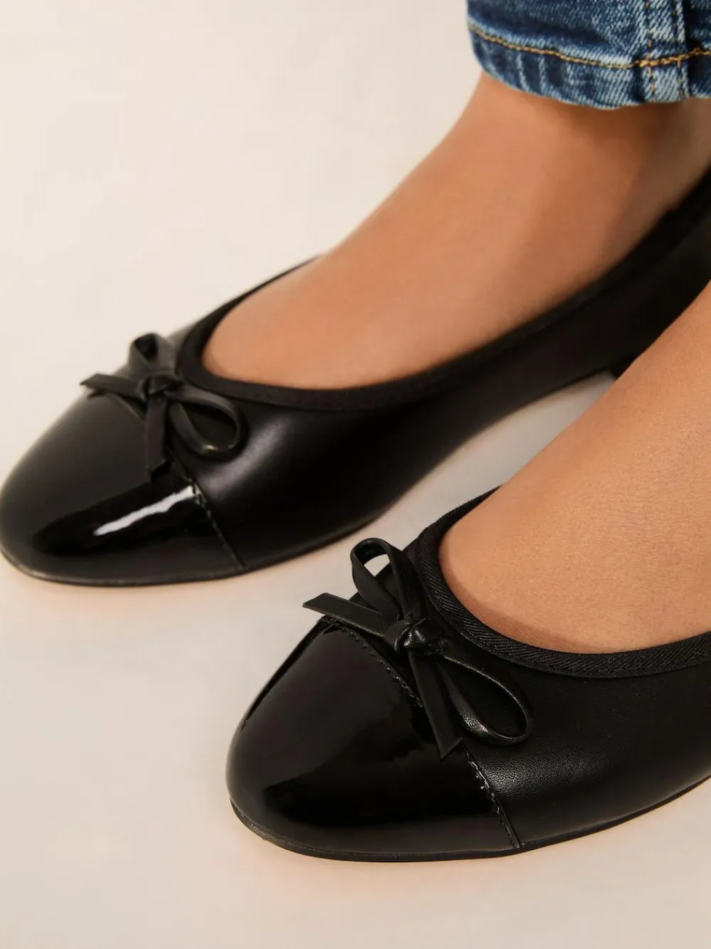 Outlet Lipsy Standard Fit Patent Toecap Ballerinas Black
