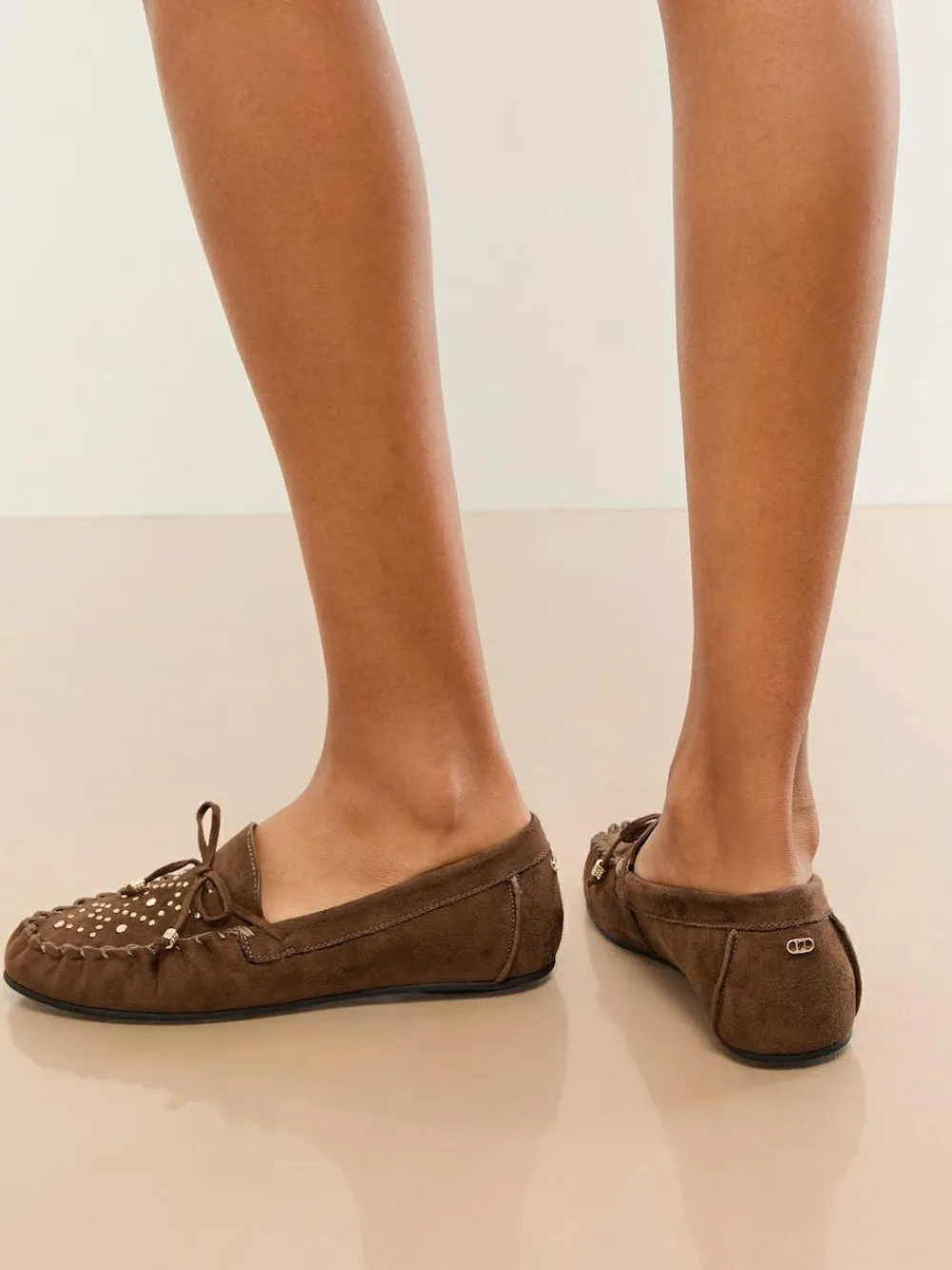 Lipsy Faux Leather Studded Casual Moccasin Loafers^Women Flats