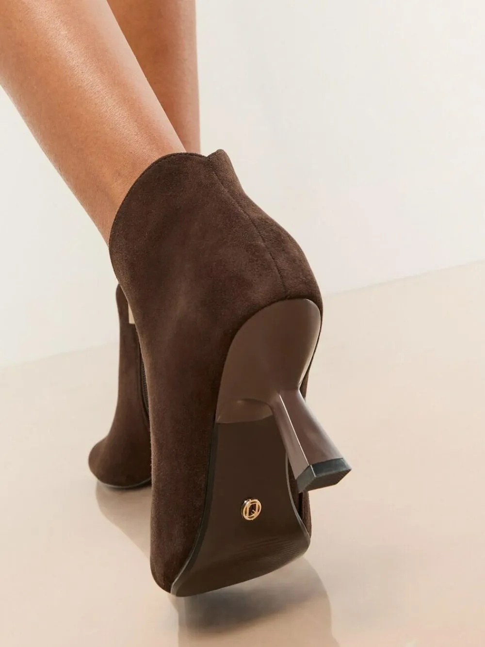 New Lipsy Standard fit Faux Suede Low Heel Ankle Kitten Heels Chocolate Brown