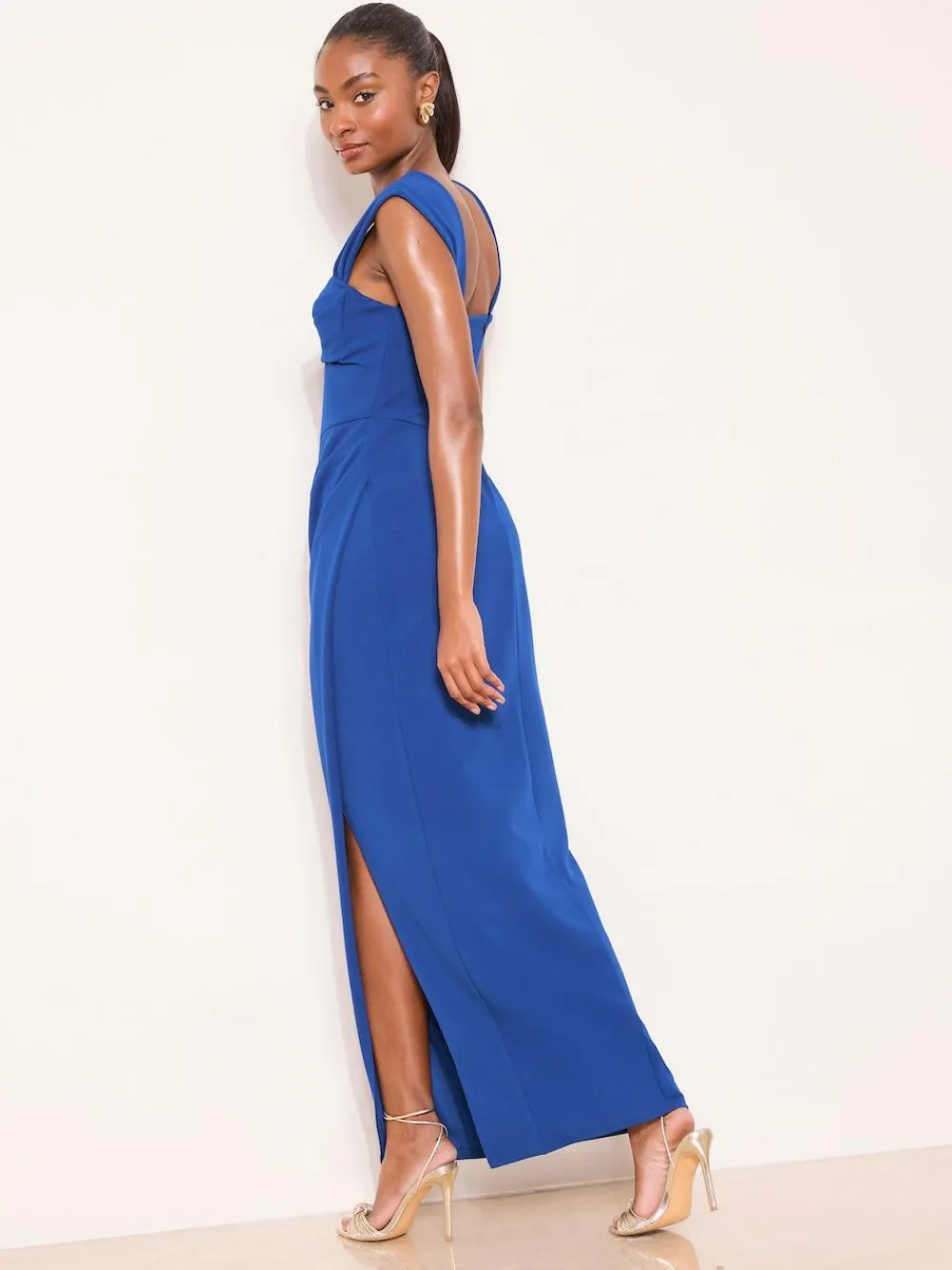 Lipsy Petite Square Neck Short Sleeve Ruched Maxi Dress^Women Maxi Dresses