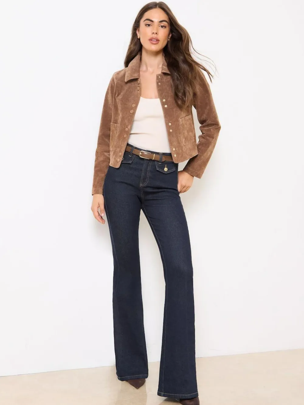 Hot Lipsy Glam Flare Leg Jeans Dark Blue Wash