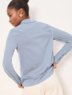 Lipsy Long Sleeve Satin Chiffon Mix Shirt^Women Tops & T-Shirts|Blouses & Shirts