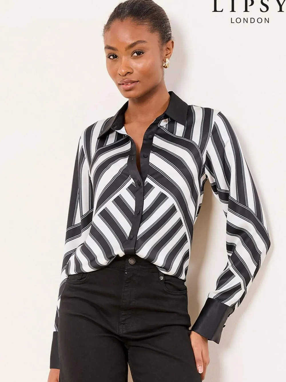 New Lipsy Shirt Monochrome Stripe