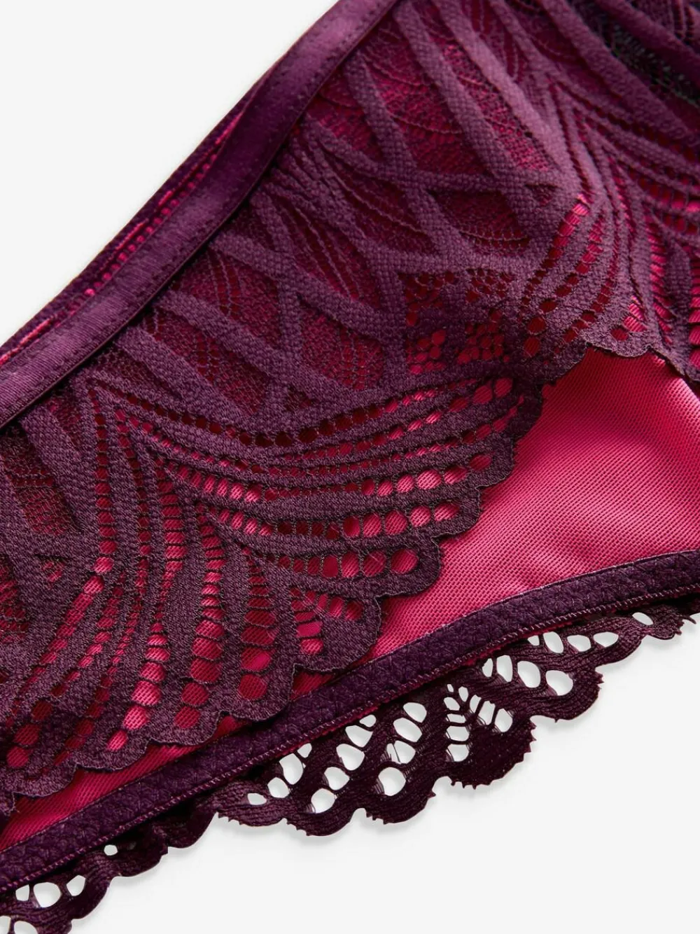 Best Lipsy Pink/Purple Thong Geo Lace Knickers