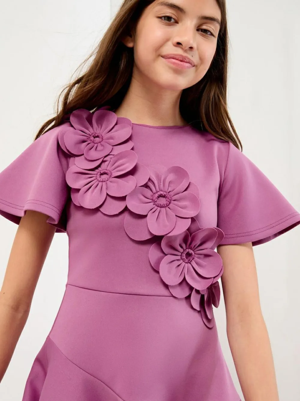 Lipsy Purple Scuba 3D Corsage Dress (5-14yrs)^ Occasionwear