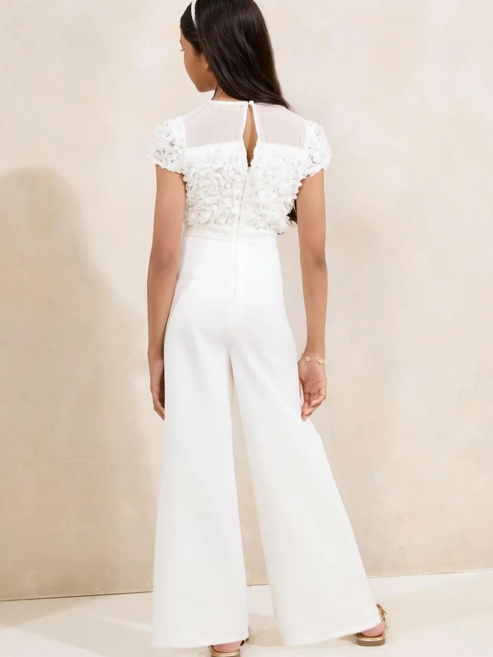 Lipsy White 3D Floral 2-in-1 Occasion Jumpsuit (5-16yrs)^ Occasionwear|Jumpsuits & Playsuits