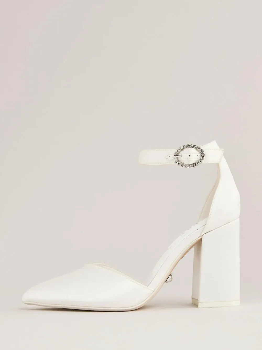 Best Lipsy White Standard Fit Occasion Ivory Satin Bridal Mid Block Heel Wedding Courts