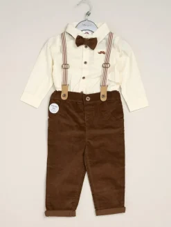 Little Gent Corduroy Bow Tie Mock Shirt and Trousers With Braces Outfit Set^BOY Shirts