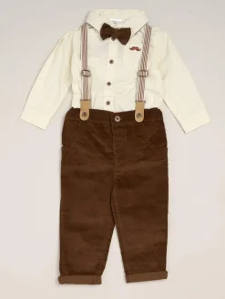 Discount Little Gent Corduroy Bow Tie Mock Shirt and Trousers With Braces Outfit Set