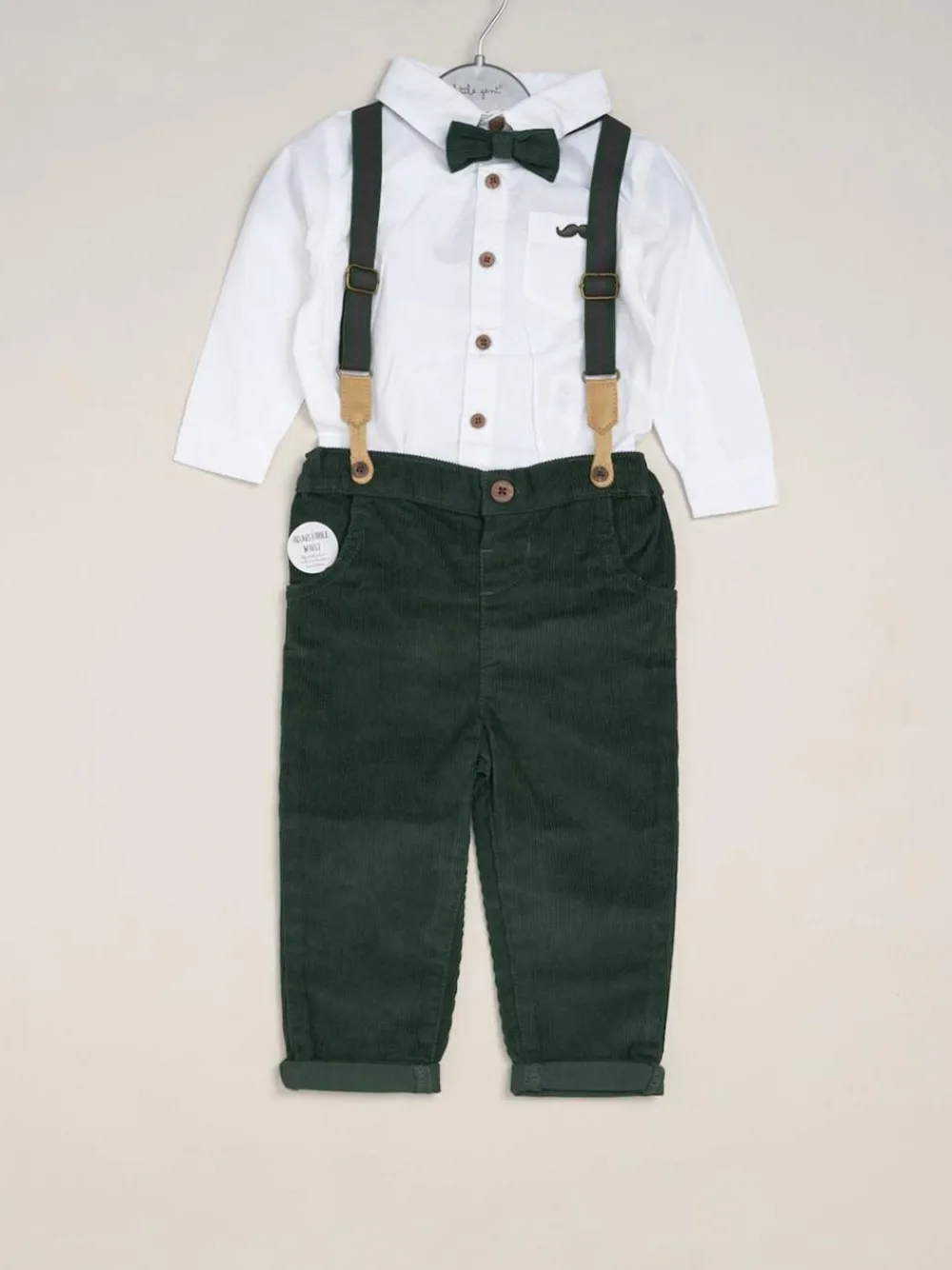 Little Gent Corduroy Bow Tie Mock Shirt and Trousers With Braces Outfit Set^BOY Pants & Chinos|Shirts
