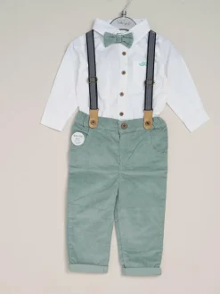 Clearance Little Gent Corduroy Bow Tie Mock Shirt and Trousers With Braces Outfit Set