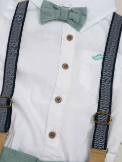 Clearance Little Gent Corduroy Bow Tie Mock Shirt and Trousers With Braces Outfit Set