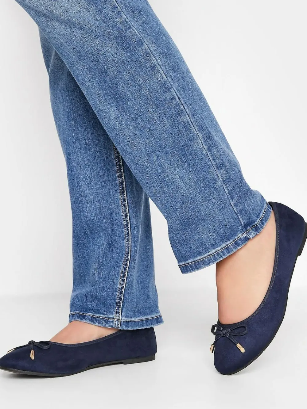 Long Tall Sally Blue Wide-Fit Ballerina Faux Suedette Pumps^Women Flats