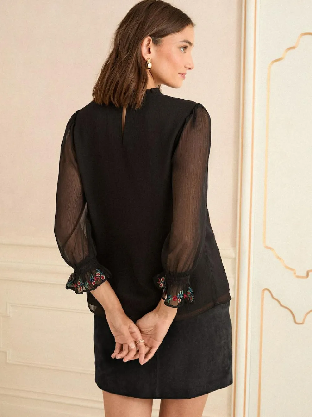 Love & Roses Embellished 3/4 Flute Sleeve Blouse^Women Occasionwear|Blouses & Shirts