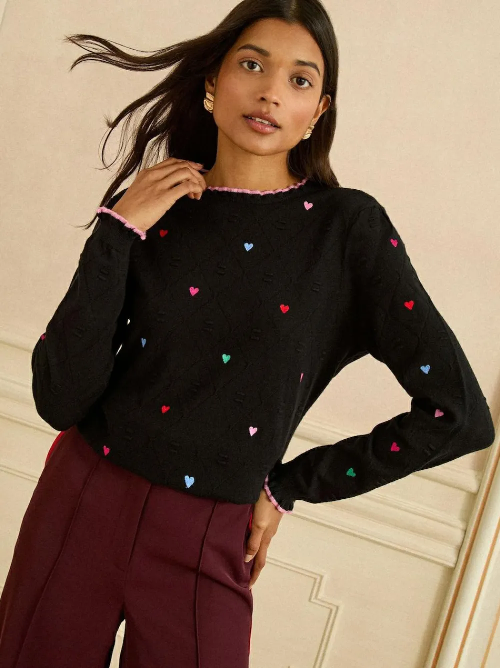 Love & Roses Embroidered Detail Knitted Jumper^Women Nightwear|Knitwear