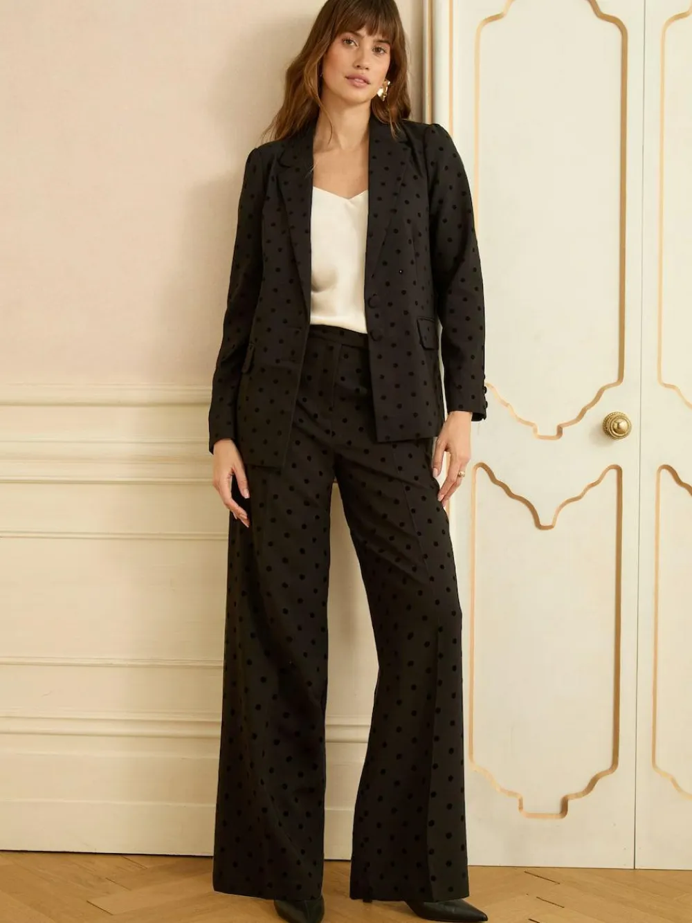 Love & Roses Black Flocked Spot Blazer^Women Blazers|Suits & Tailoring
