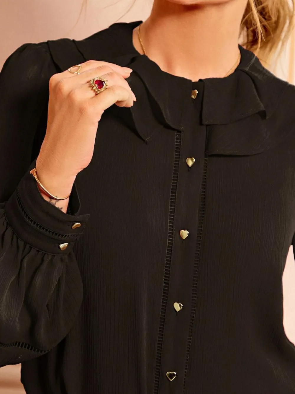 Love & Roses Long Sleeve Frill Collar Blouse^Women Blouses & Shirts