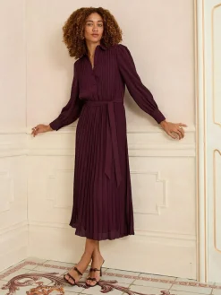Sale Love & Roses Cherry Red Pleated Detail Midi Dress