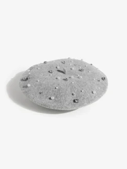 Clearance Love & Roses Beret Hat Grey Embelished