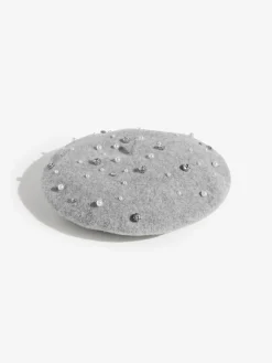 Clearance Love & Roses Beret Hat Grey Embelished