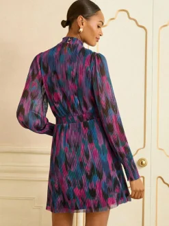 Love & Roses Multi Abstract Print High Neck Mini Dress^Women Dresses|Occasion Dresses