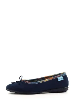Lunar Blue Bow Tartan Trim Pump Slippers^Women Slippers