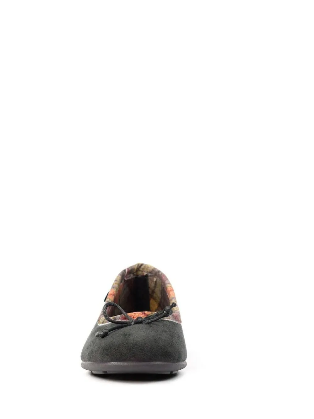 Clearance Lunar Grey Bow Tartan Trim Pump Slippers