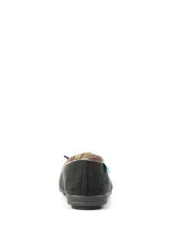 Clearance Lunar Grey Bow Tartan Trim Pump Slippers