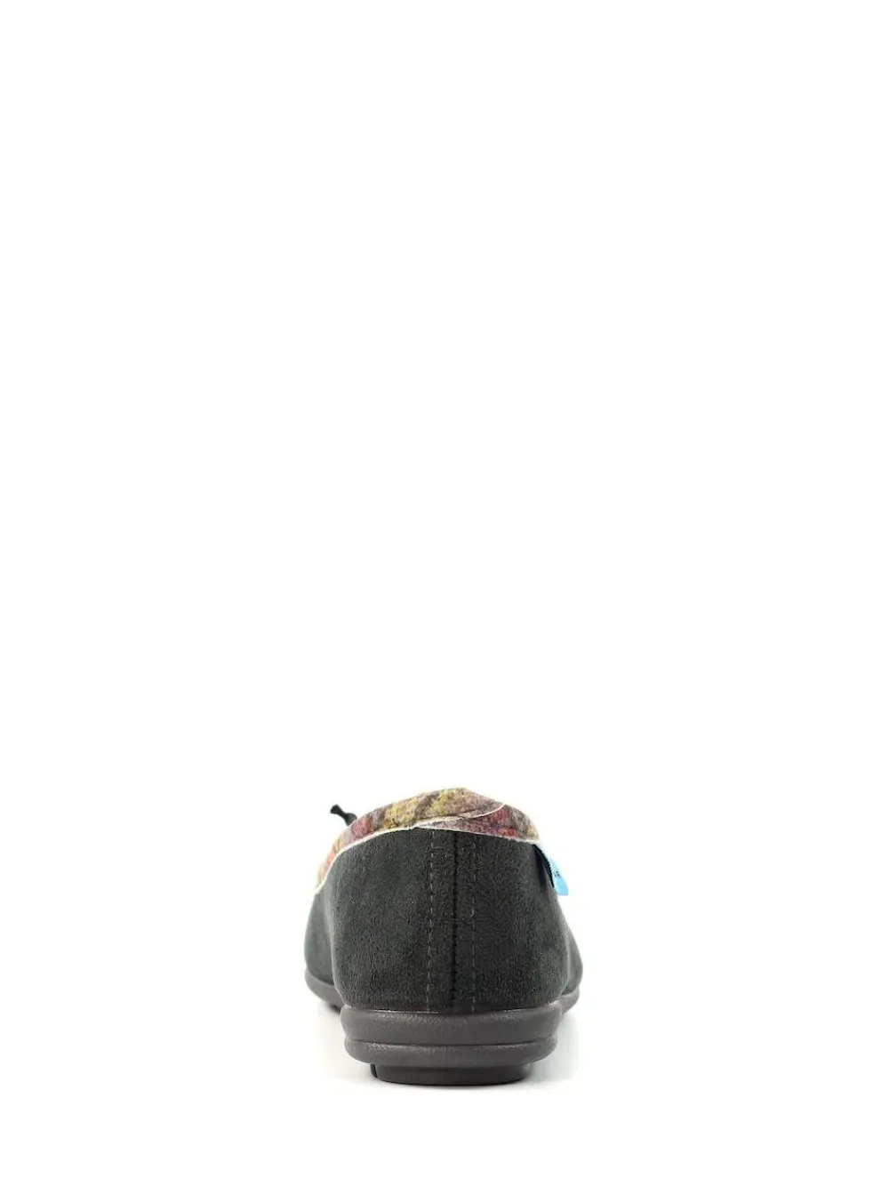 Clearance Lunar Grey Bow Tartan Trim Pump Slippers