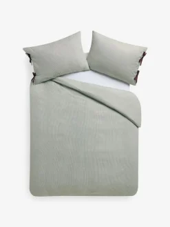 Outlet MADE.COM Ansel Stripe 100% Cotton Duvet Cover and Pillowcase Set Green