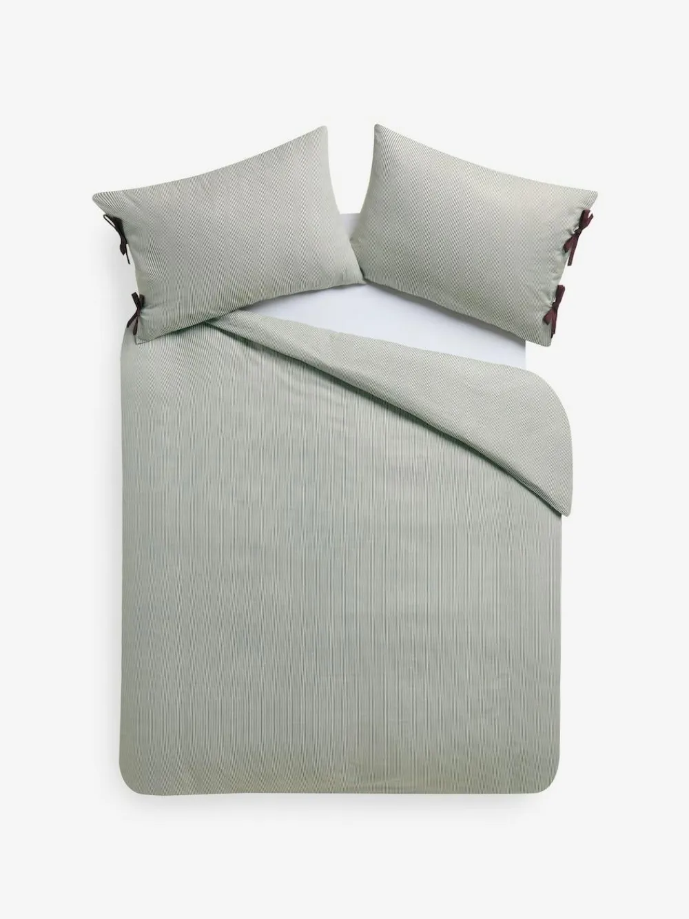 Outlet MADE.COM Ansel Stripe 100% Cotton Duvet Cover and Pillowcase Set Green