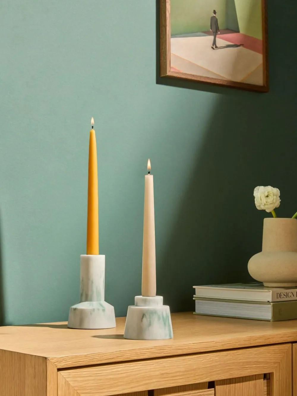 Best MADE.COM Set of 2 Marbled Teal Fitz Taper Candle Holders
