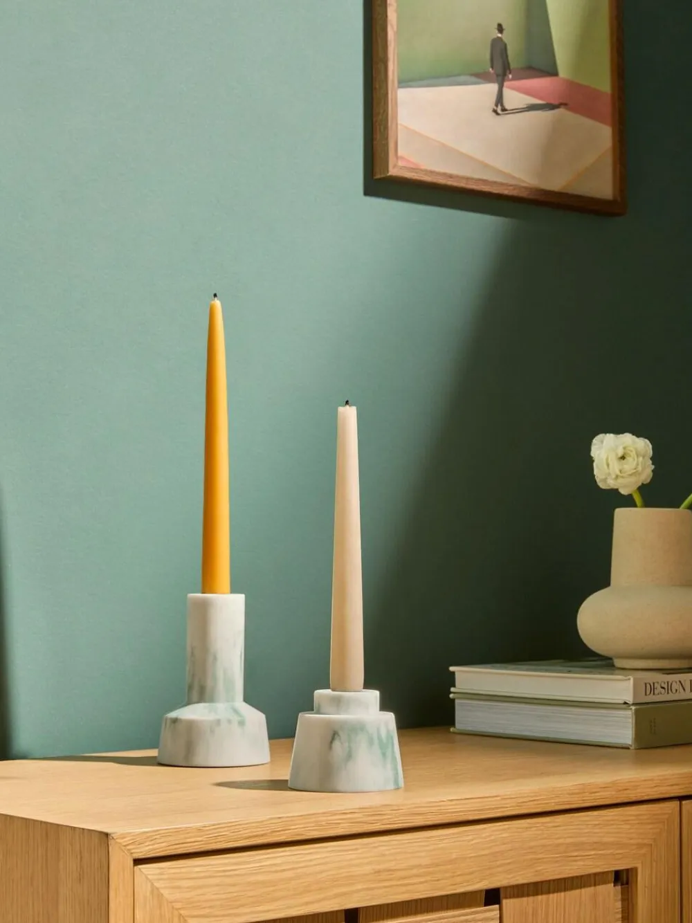 Best MADE.COM Set of 2 Marbled Teal Fitz Taper Candle Holders
