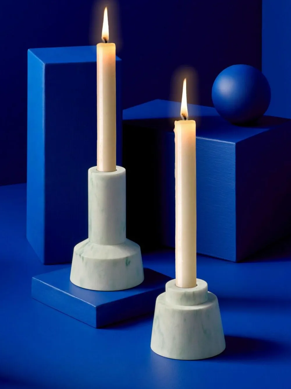 Best MADE.COM Set of 2 Marbled Teal Fitz Taper Candle Holders