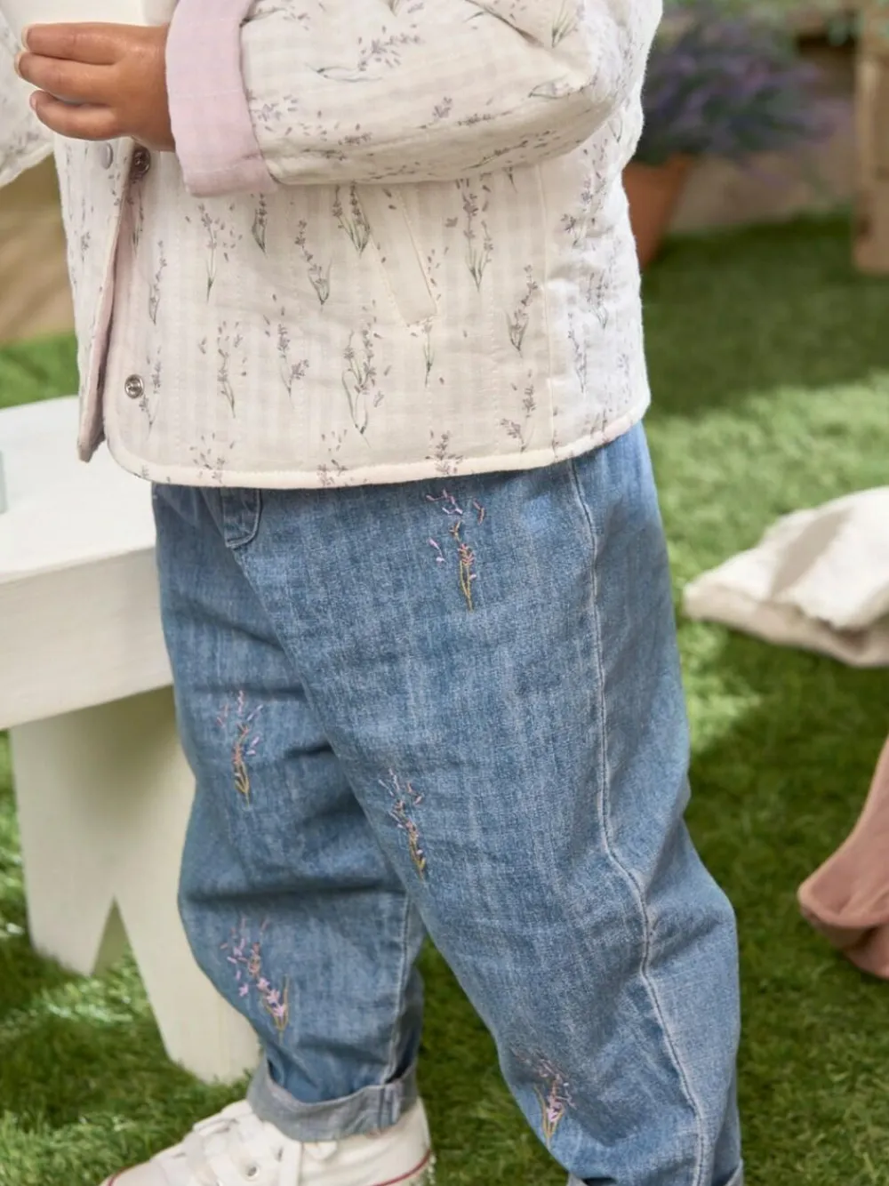 Mamas & Papas Blue Lavender Embroidered Jeans