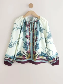 Next Keyhole Detail Relaxed Long Sleeve Blouse^Women Blouses & Shirts