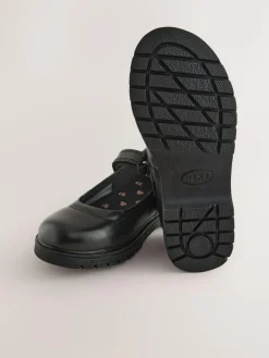 Discount Next Matt Black Standard Fit (F) School Leather Chunky Mary Jane Shoes