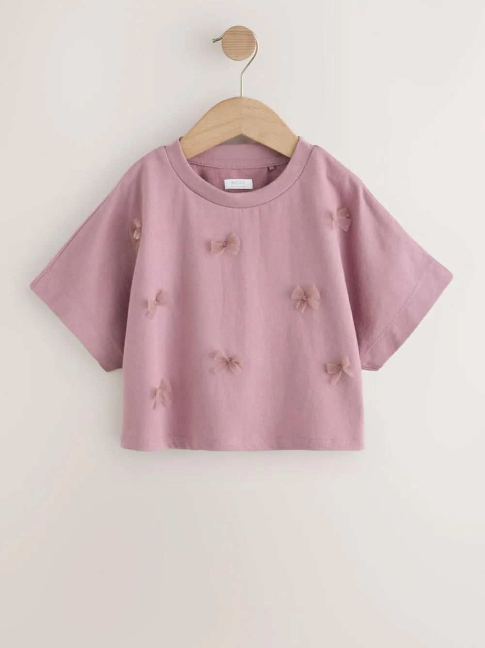 Online Next Mauve/White Boxy Bows T-Shirts 2 Pack (3-16yrs)