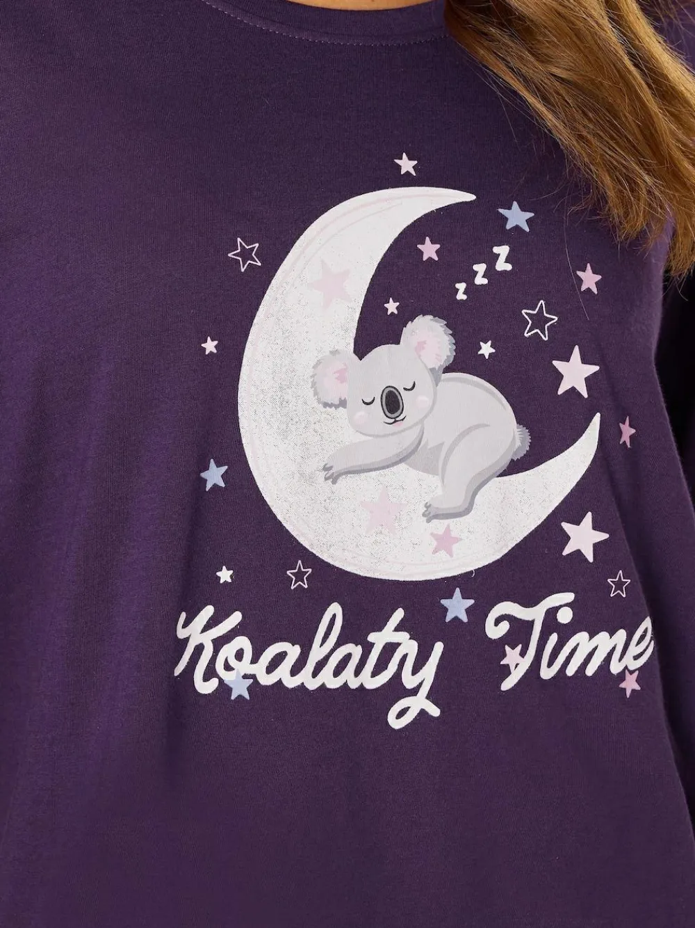 M&Co Purple Koalaty Time Long Sleeve Wide Leg PJ Set